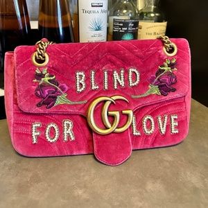 Pink Gucci Velour Marmont Small Bag